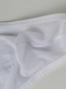 Manfinity Men's Solid Color Sexy See-Through Underwear Thong - White - View 6