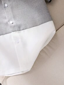 Manfinity Homme Áo sơ mi màu khối ngắn tay dáng rộng giản dị cho nam giới cho mùa hè - Nhiều màu - Xem 5