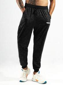Manfinity Athleisure Boyfriend Style Men's Simple Printed Casual Sports Pants