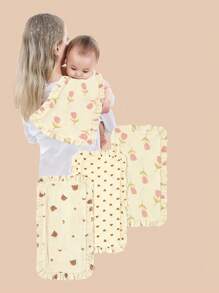 3pcs Baby Bib & Burp Cloth, Soft And Versatile - Multicolor - View 2