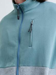 Manfinity VCAY Men's Fashionable Knitted Casual Loose Fit Patchwork Sweatshirt, Daily Wear .Green