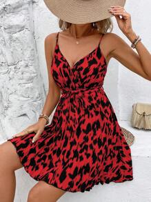 Breezaya Women's Random Printed Simple Daily Wear Cami Dress - Red - View 5