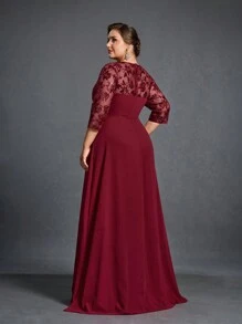 Plus Paneled Floral Sequin Chiffon Mother Of The Bride Dress