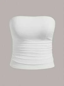 Calvaya Plus 3pcs Solid Ruched Tube Top - Multicolor - View 4