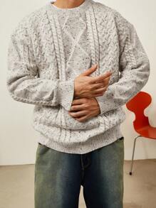 DAZY Einfarbiger Herren Pullover mit einfachem täglichem gestreiftem Design, Herbst - Aprikosenfarben - Übersicht 6