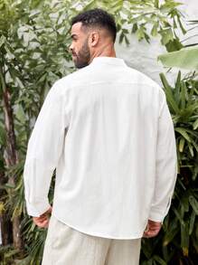 ResortEase Camisa de manga larga con cuello alto de talla grande para hombre