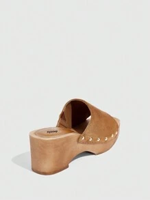 Styleloop Dép đế trượt màu nâu thanh lịch cho giày nữ, đính đá trang trí khâu chi tiết Dép cho kỳ nghỉ hè Giày giảm giá mùa hè - màu nâu - Xem 3