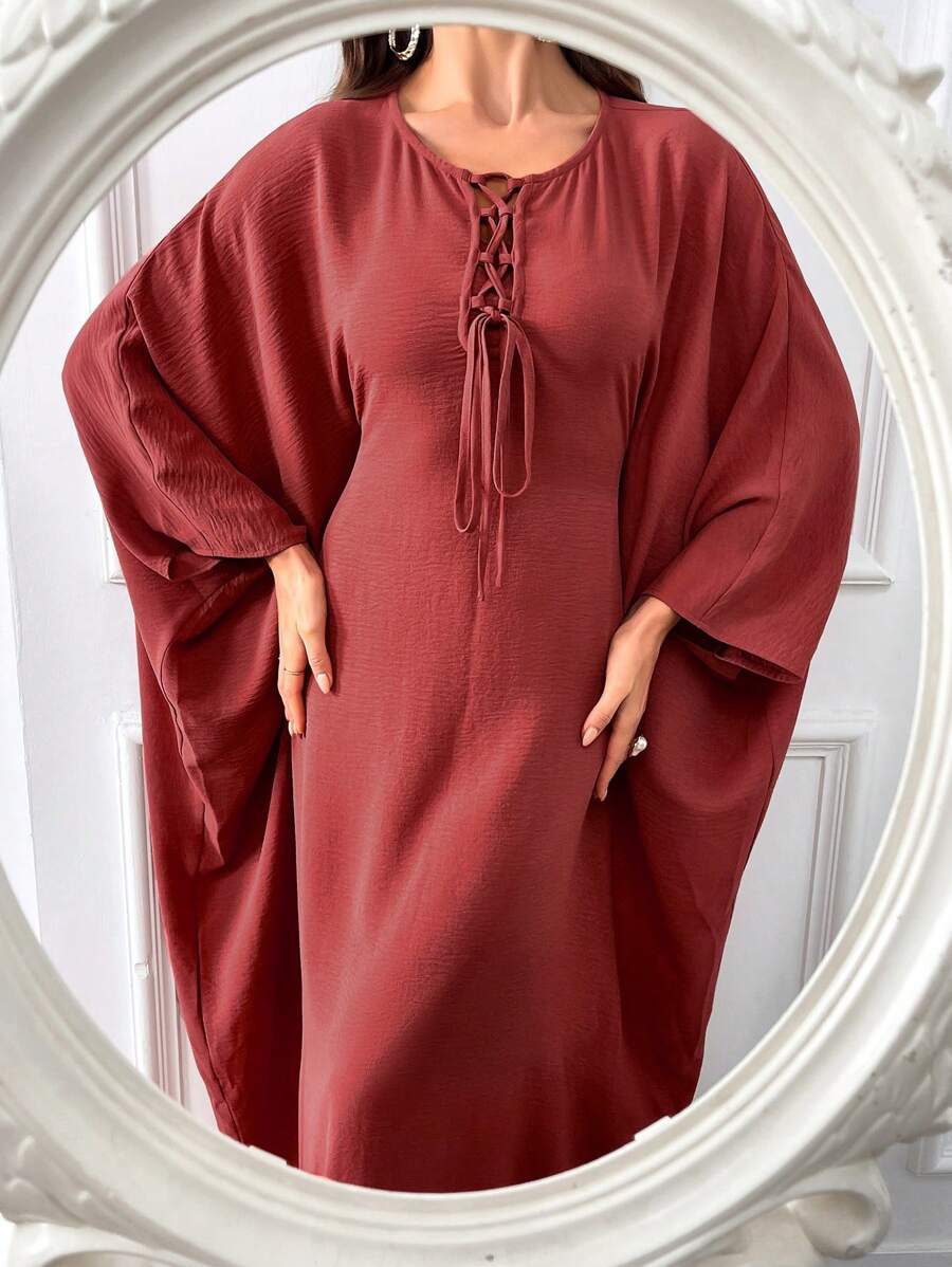 Al Najma 女士土耳其阿巴亚阿拉伯传统长袍、卡夫坦连衣裙 - 粉色 - 查看 1