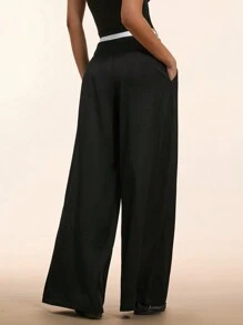 Forever 21 Work Women Wide Leg Women Pants Fall Pants - Black - View 2