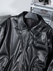 Manfinity LEGND Men Zip Up PU Leather Jacket - Black - View 6