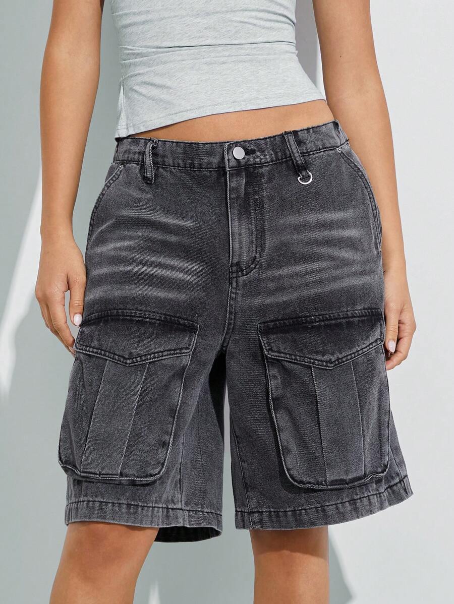 WESTFADE Premium Non-Stretch Cotton Denim Cargo Shorts - Grey - View 1