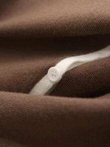 CosyJoli 女式加大码方领拼色针织开衫，时尚、休闲、百搭，棕色女式开衫，冬季 - 彩色 - 查看 6