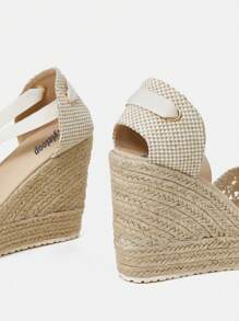 Styleloop Women's Woven Rope Platform Wedge Sandals, Boho Style, Retro American Western Music Festival Party Outfit - Apricot - View 5