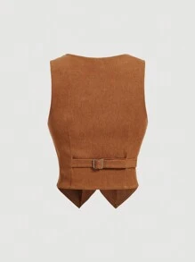 SHEIN MOD Áo tank top nữ họa tiết cổ điển, áo in hình, áo phong cách quý tộc xưa, áo dành cho giáo viên, thập niên 70, áo dự tiệc trưa, áo mùa đông, áo kaki, áo mùa thu, phong cách miền Tây, áo đi club. - Màu Khaki - Xem 2