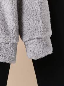 SHEIN 3 件套女童时尚加垫背心，带连帽羊毛运动衫和纯色裤子，适合户外运动、度假和上学，冬季 - 灰色 - 查看 4