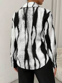 RosyDaze 女士长袖商务休闲衬衫，黑白，秋季