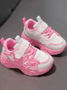 Zapatillas deportivas planas con cierre de gancho y bucle, cómodas, ligeras y a la moda para niñas pequeñas y bebés - Rosa - Ver 2