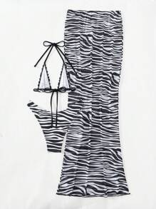 SHEIN Slayr 2025 Women 2pcs Bikini Set (Micro Triangle Cut) (Printed Random) Summer - Black and White - View 6