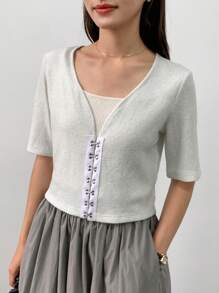 FRIFUL 女性夏季前扣短袖休閒T恤