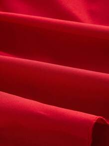 SHEIN MOD 女士大号 3D 花卉露肩鸡尾酒会礼服、红色短款派对礼服、返校节礼服、秋季礼服 - 紅色 - 查看 4