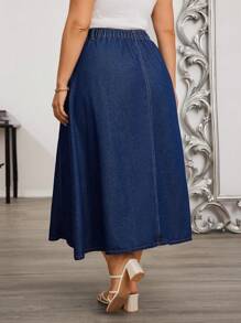 EMERY ROSE Plus High Waist Slant Pocket Denim Skirt