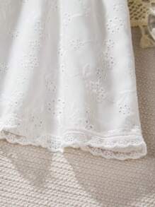 Teen Girls' Summer French Style Hollow Out  Dress - White - View 3