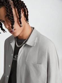 Manfinity VCAY 男士宽松长袖外套，纯色外套，适合秋冬 - 灰色 - 查看 5