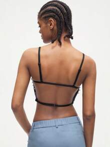 Maija Women Pearl Decor Cropped Camisole Top, Summer - Blue - View 7