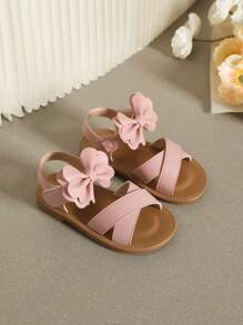 Girls' Lovely Flat Sandals With Bowknot And Soft Sole For Summer - Pink - View 5