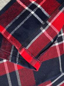 Slaydiva 大尺碼優雅休閒派對融合長袖斜領紅黑格子呢子女式外套，適用於秋冬季節 - 紅色 - 查看 8