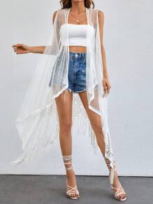 RueChic MULTIPACK Laced Detailed Summer Kimono - Blue and White - View 5