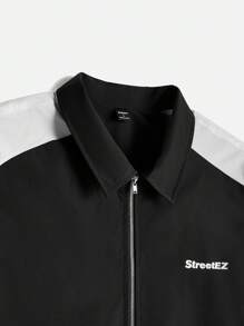 Manfinity VCAY Bộ áo sơ mi ngắn tay in họa tiết đen trắng chắp vá rộng rãi cho nam - màu đen - Xem 5