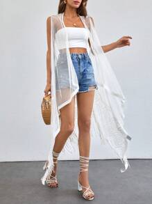 RueChic MULTIPACK Laced Detailed Summer Kimono - Blue and White - View 7