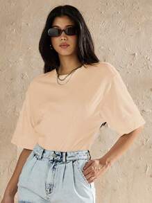 Forever 21 Nuevo diseño casual de camiseta de manga corta en formato de body para verano - Albaricoque - Ver 3