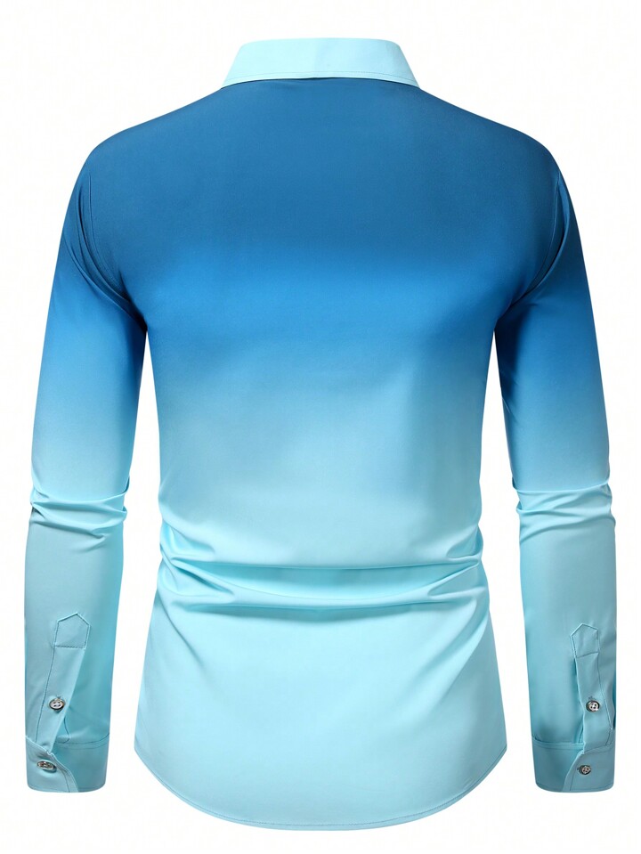 Manfinity Homme Men's Gradient Color Long Sleeve Business