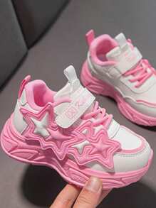 Zapatillas deportivas planas con cierre de gancho y bucle, cómodas, ligeras y a la moda para niñas pequeñas y bebés - Rosa - Ver 5