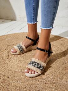 Styleloop Women's Platform Wedge Sandals - Black - View 5