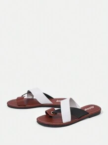 Styleloop 女款拼色 Pu 皮革平底拖鞋