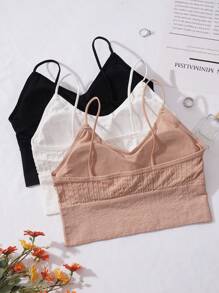 Romantic Series Short Style Women's Underwear, 3pcs Pack, Country Style With Small Embroidered Flowers And Wheat Decor - Multicolor - View 2