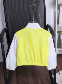 Girls' Casual Hooded Jacket With Long Sleeves, Contrasting Cuffs And Hemline With Elastic Band