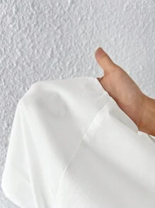 SHEIN PETITE Solid Button Front Shirt Dress,Summer Dresses For Women - White - View 8