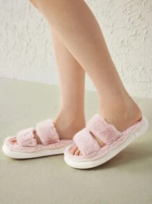Cuccoo Women Shoes Two Part Preppy Indoor Comfortable Pink Fluffy Warm Slippers Vacation Shoes Summer - Pink - View 7