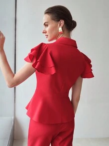 MOTF PREMIUM BLAZER DE ARENA DE RELOJ CON MANGAS DE VOLANTE - Rojo - Ver 4