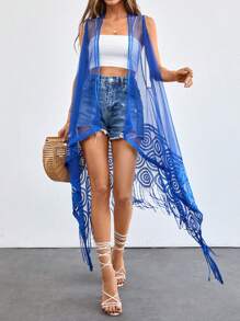 RueChic MULTIPACK Laced Detailed Summer Kimono - Blue and White - View 9