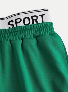 Shorts casuales deportivos para primavera/verano para niñas preadolescentes, tejidos de cintura con estampado de estrellas y bloques de color