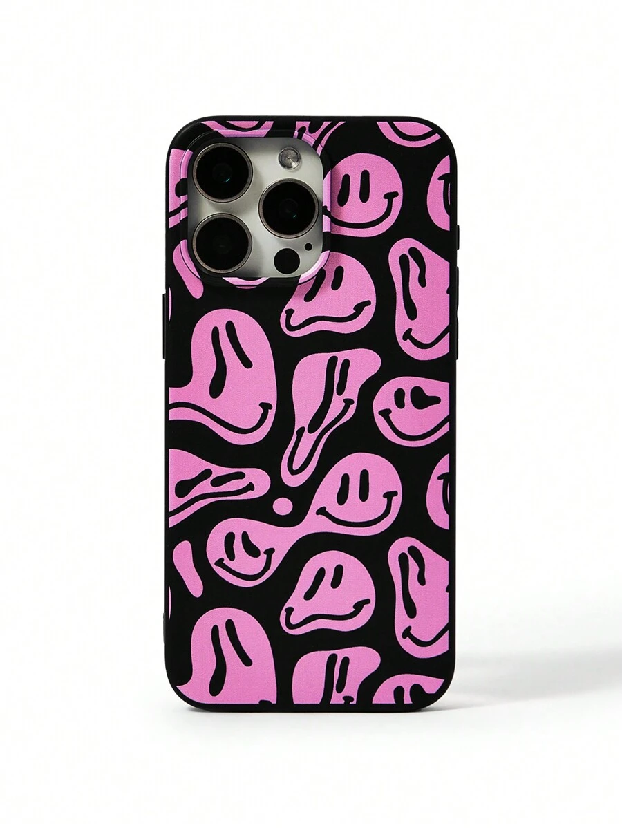 Dedraw Studio Artist Dark 1 件黑色保护性柔软卡哇伊手机壳,适用于手机,印有可爱笑脸图案,防震全包边,节日 - 黑色 - 查看 1