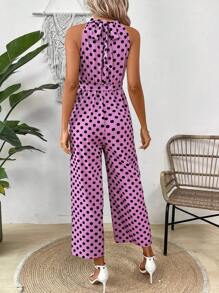 Chiquease Women's Green Polka Dot Slim Fit Jumpsuit - Pink - View 2
