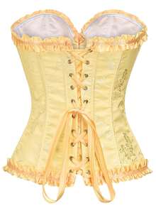 女式嵌花后绑带紧身胸衣上衣，适合新年派对、情人节、节日、毕业典礼