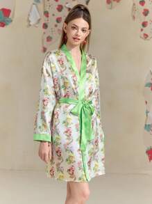 Strawberry Shortcake X SHEIN Women's Cute Cartoon Printed Comfortable Robe - White - View 4