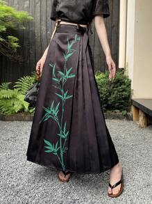 EastFlair Váy xếp li in hình cây cho ngày lễ - màu đen - Xem 4